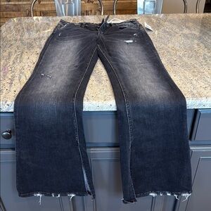 Distressed Flying Monkey Black Denim Flare Jeans